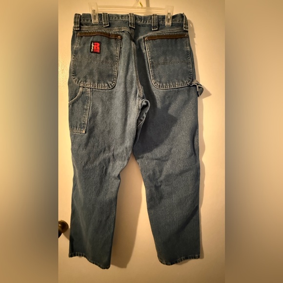 Wrangler Riggs workwear Men's Relaxed Fit Denim Jeans with Brown Accent - Picture 8 of 12